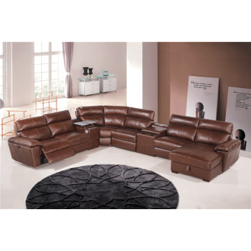 Genuine Leather Chaise Leather Sofa Electric Recliner Sofa (854)